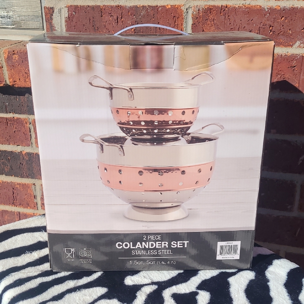 NWOT Copper & Stainless Steel Colander Set